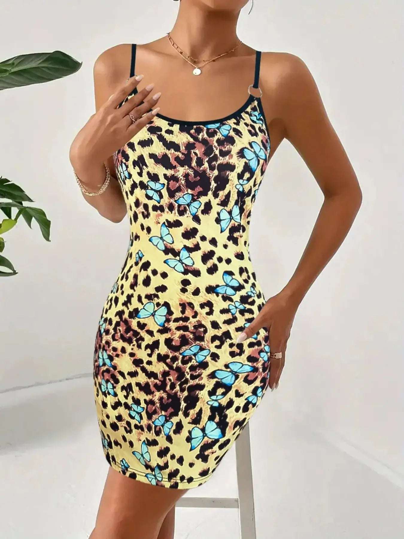 Leopard Print Butterfly Mini Cami Dress | Sugarz Chique Boutique