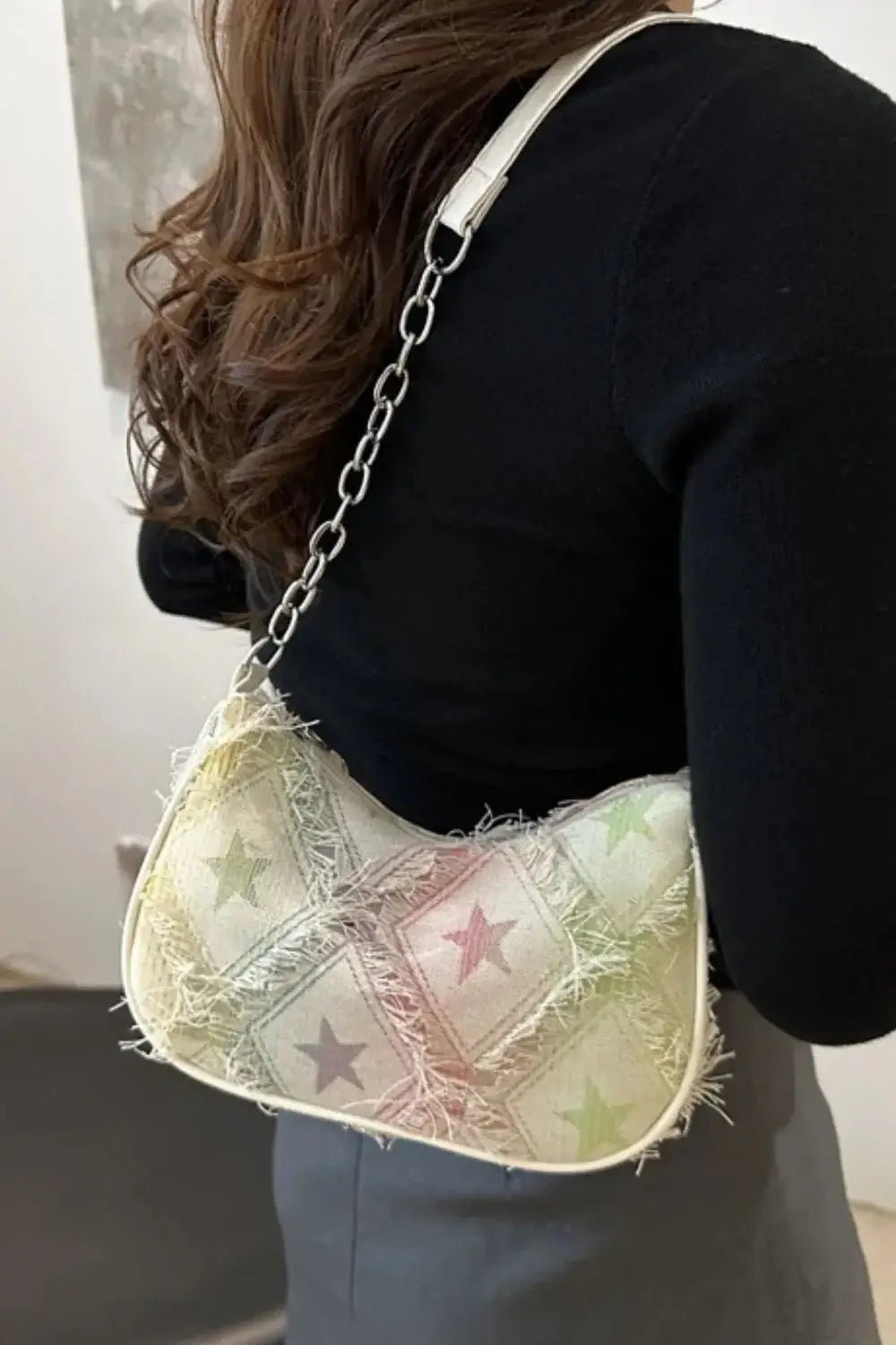 Fringe Star Print Shoulder Bag - Sugarz Chique Boutique