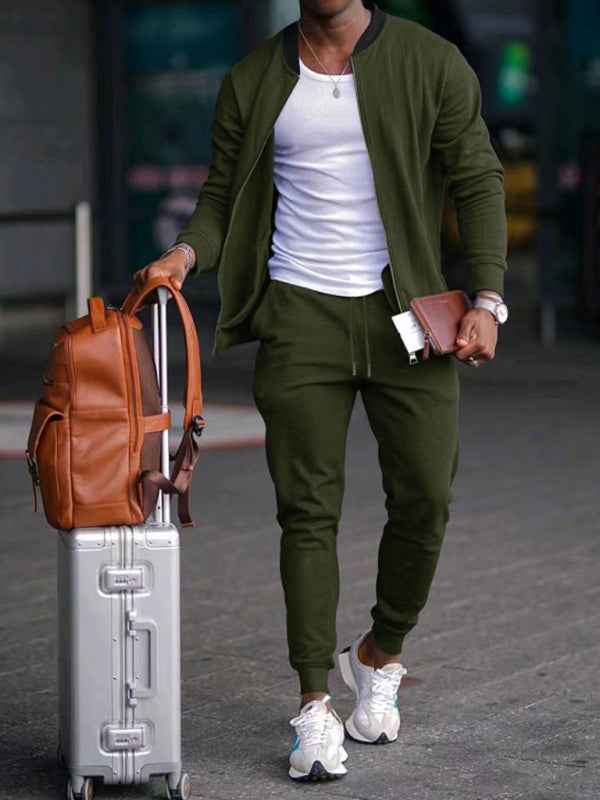 Men's new casual solid color baseball collar jacket suit | Sugarz Chique Boutique