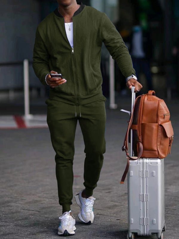 Men's new casual solid color baseball collar jacket suit | Sugarz Chique Boutique
