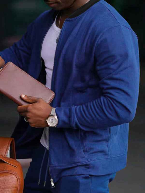 Men's new casual solid color baseball collar jacket suit | Sugarz Chique Boutique