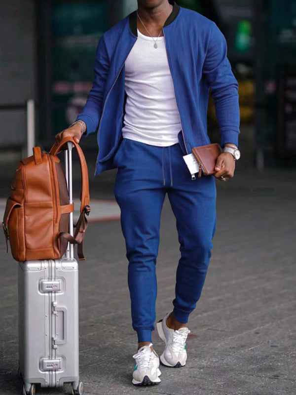 Men's new casual solid color baseball collar jacket suit | Sugarz Chique Boutique