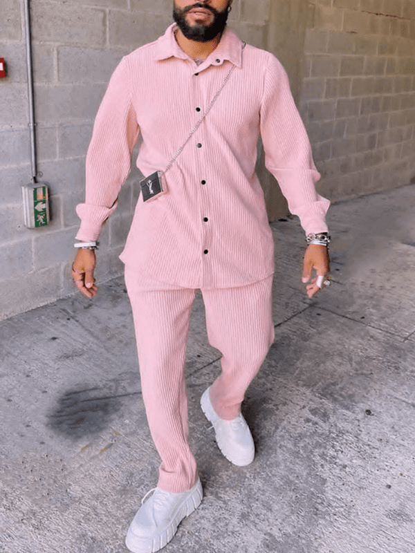 Men's Casual Loose Long Sleeve Corduroy Pants Suit | Sugarz Chique Boutique