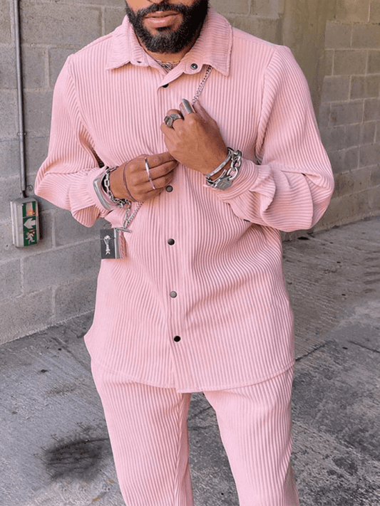 Men's Casual Loose Long Sleeve Corduroy Pants Suit | Sugarz Chique Boutique