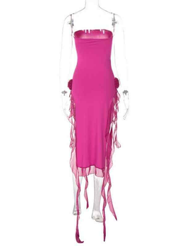 Women's Sexy Style Breast-Wrapped Splicing Lace Exposed Leg-Slit Dress | Sugarz Chique Boutique