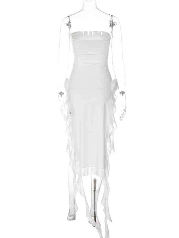 Women's Sexy Style Breast-Wrapped Splicing Lace Exposed Leg-Slit Dress | Sugarz Chique Boutique
