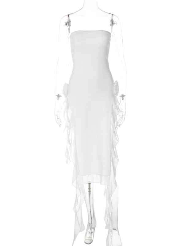 Women's Sexy Style Breast-Wrapped Splicing Lace Exposed Leg-Slit Dress | Sugarz Chique Boutique