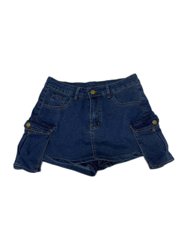 Ladies new retro washed stretch denim cotton short hip skirt pants - Sugarz Chique Boutique