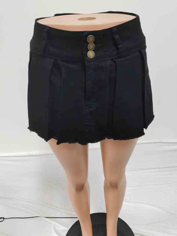 Ladies new retro washed stretch denim cotton short hip skirt pants