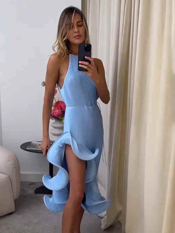 Sexy sleeveless dress with irregular ruffles | Sugarz Chique Boutique