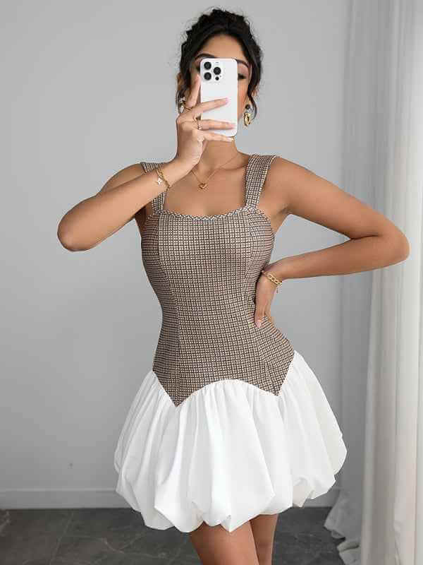 Houndstooth stretch slim short jumper dress | Sugarz Chique Boutique