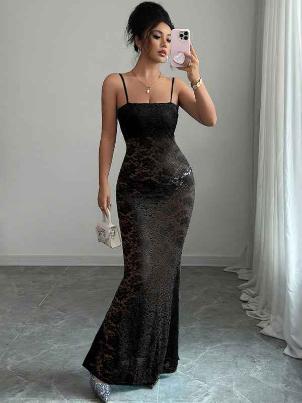 suspender hollow dress | Sugarz Chique Boutique