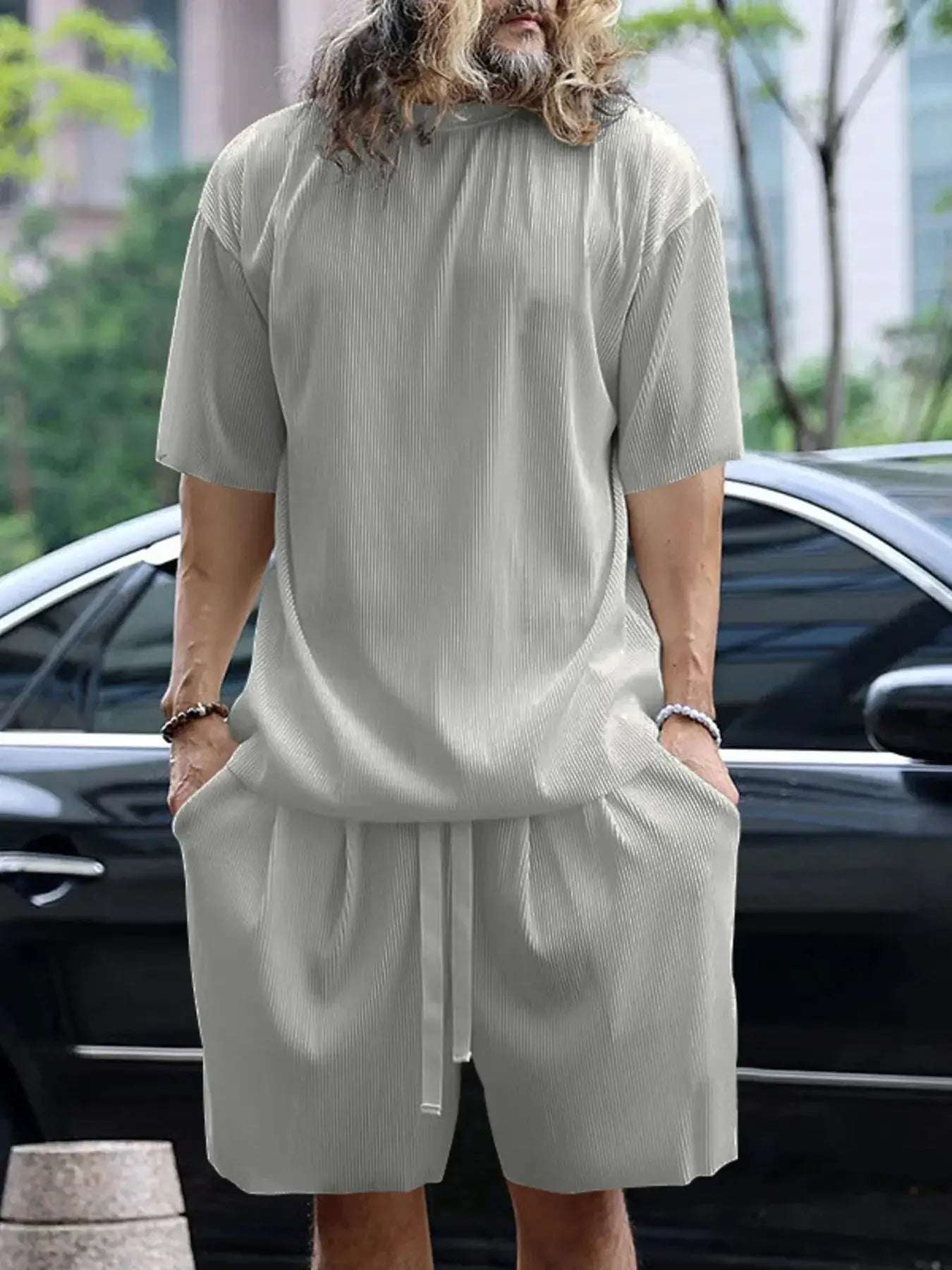 Men's Full Size Round Neck Short Sleeve Top and Shorts Set Plus Size - Sugarz Chique Boutique