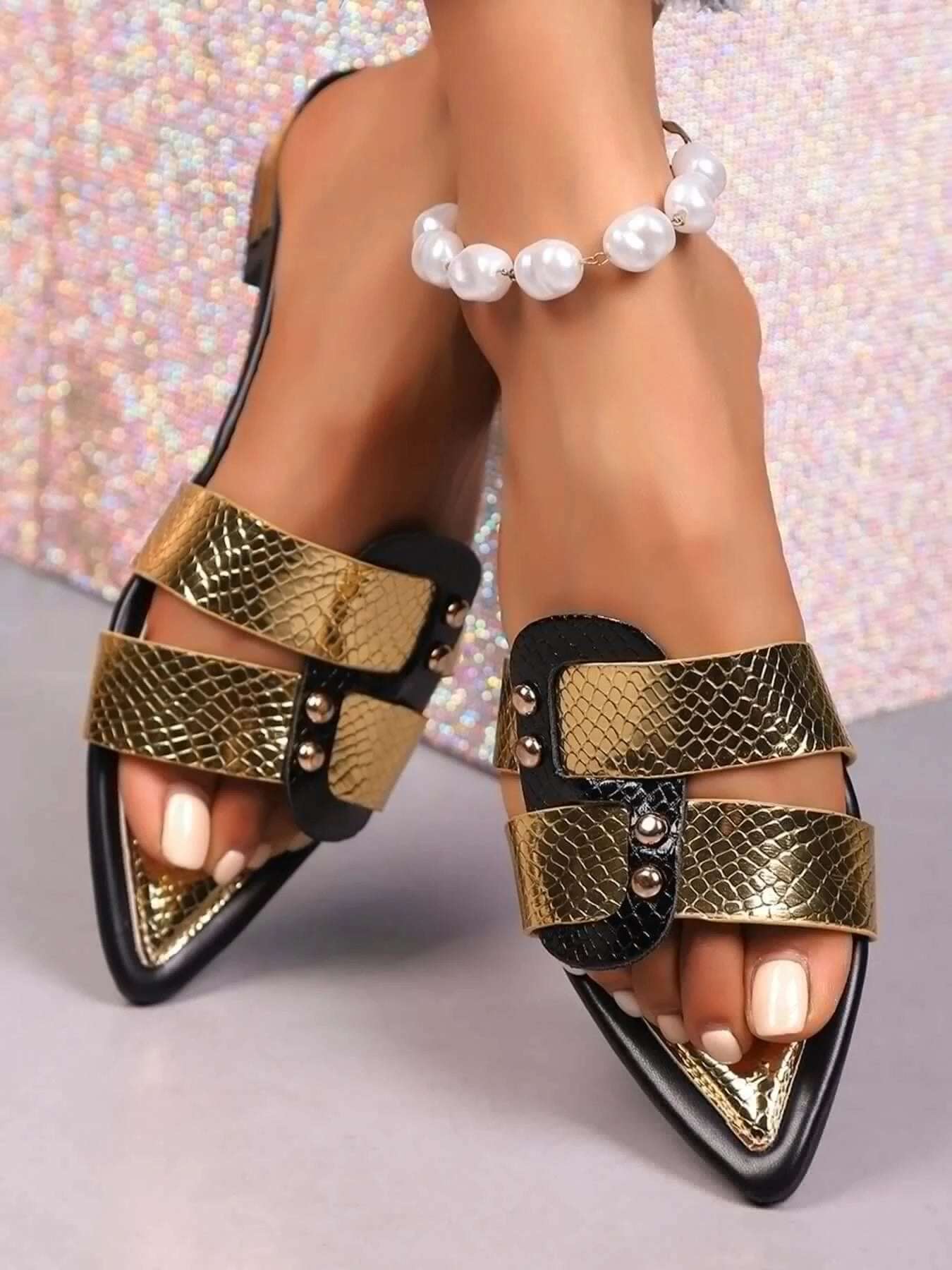 Metallic Gold Buckle Sandals | Sugarz Chique Boutique
