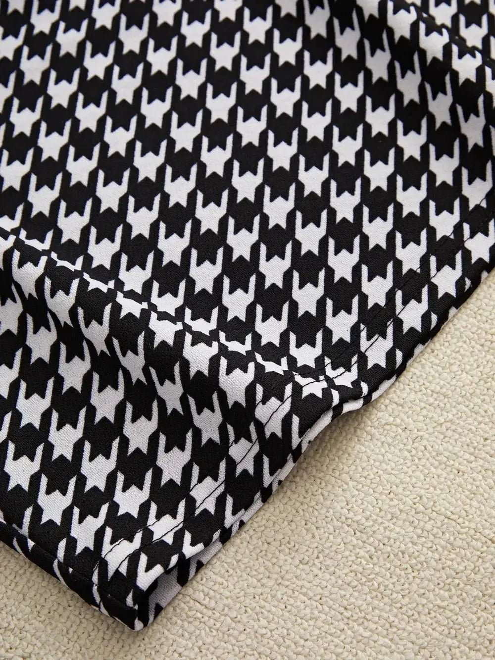 Off-Shoulder Long Sleeve Top and Houndstooth Skirt Set | Sugarz Chique Boutique