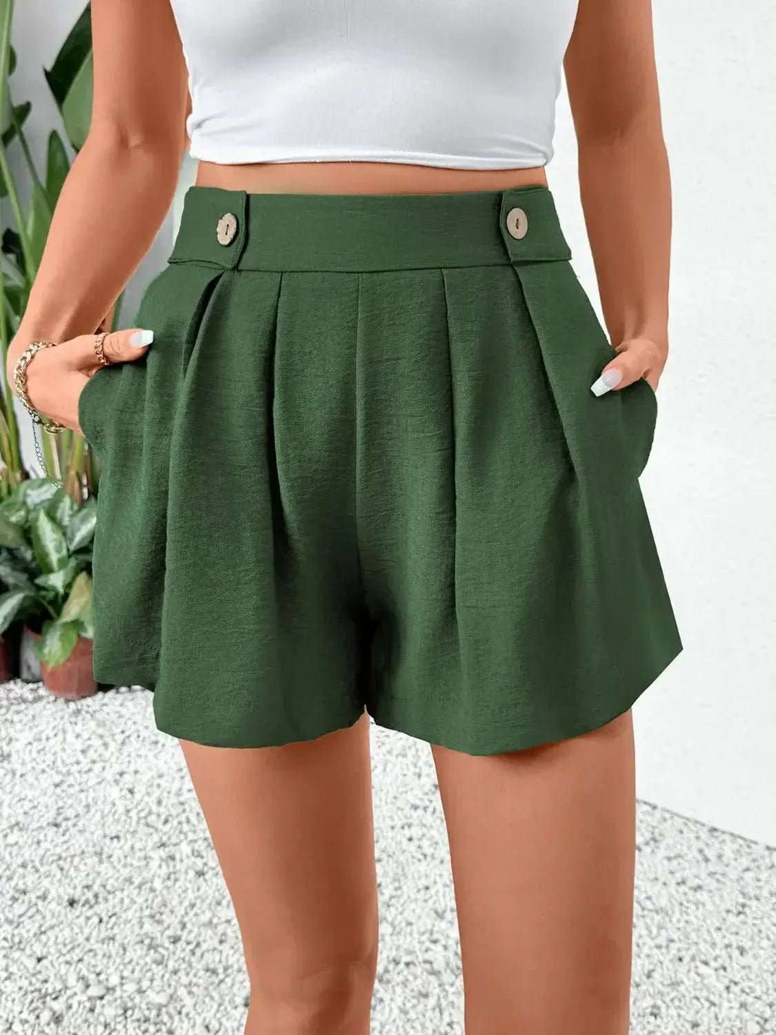 Pleated Detail Shorts with Pockets | Sugarz Chique Boutique