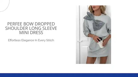Perfee Bow Dropped Shoulder Long Sleeve Mini Dress by@Outfy