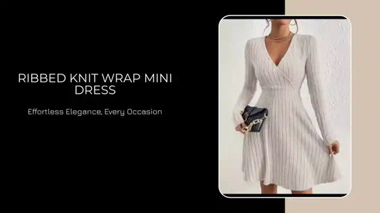 Ribbed Knit Wrap Mini Dress by@Outfy
