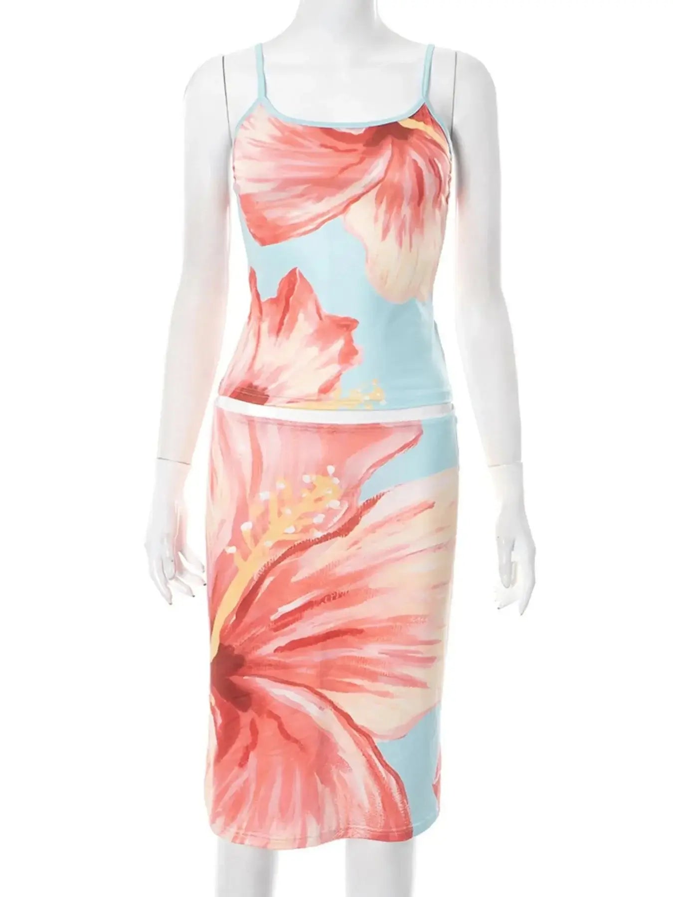 Printed Scoop Neck Cami and Skirt Set - Sugarz Chique Boutique