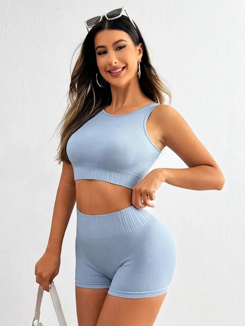 Round Neck Wide Strap Top and Shorts Active Set - Sugarz Chique Boutique
