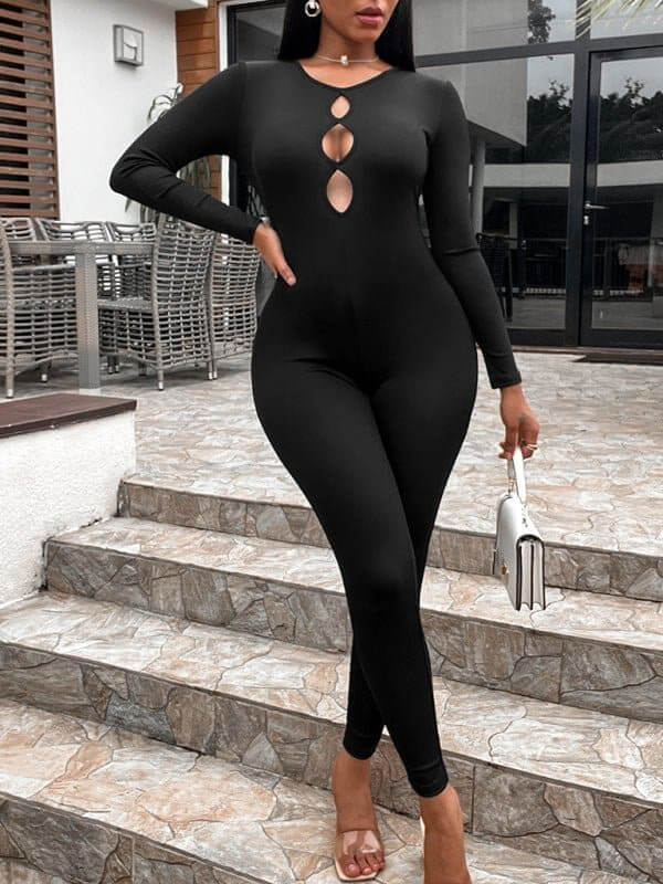 Women's solid color slim fit hip lifting Jumpsuit - Sugarz Chique Boutique