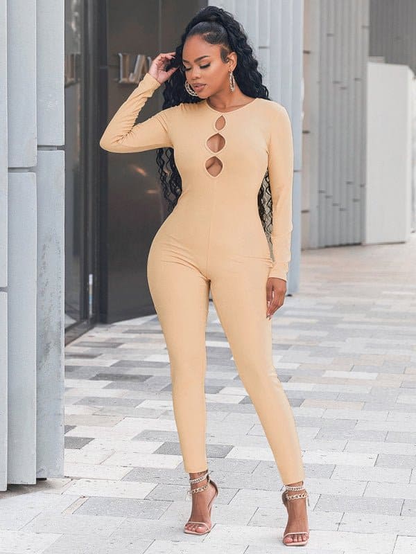 Women's solid color slim fit hip lifting Jumpsuit - Sugarz Chique Boutique