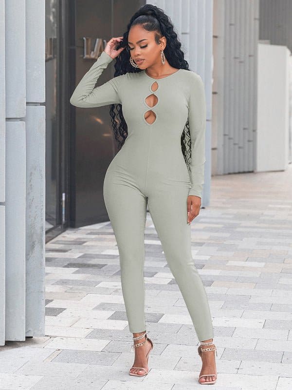 Women's solid color slim fit hip lifting Jumpsuit - Sugarz Chique Boutique