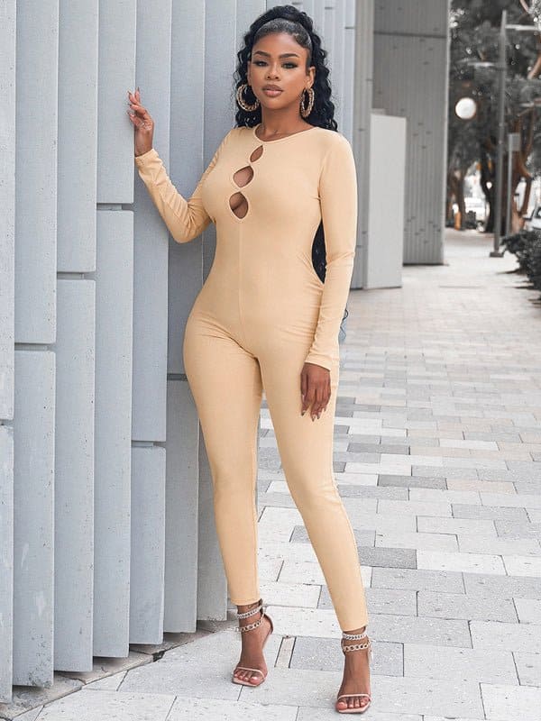 Women's solid color slim fit hip lifting Jumpsuit - Sugarz Chique Boutique