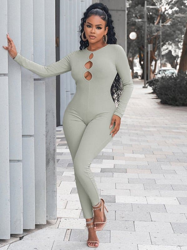 Women's solid color slim fit hip lifting Jumpsuit - Sugarz Chique Boutique