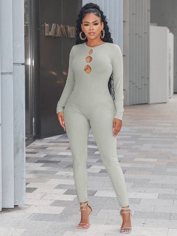 Women's solid color slim fit hip lifting Jumpsuit - Sugarz Chique Boutique