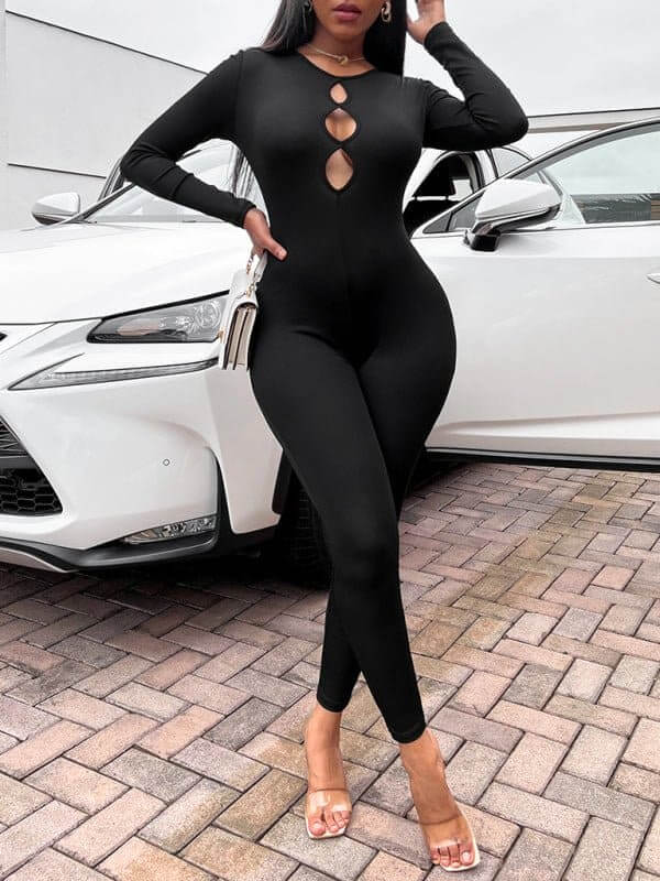 Women's solid color slim fit hip lifting Jumpsuit - Sugarz Chique Boutique