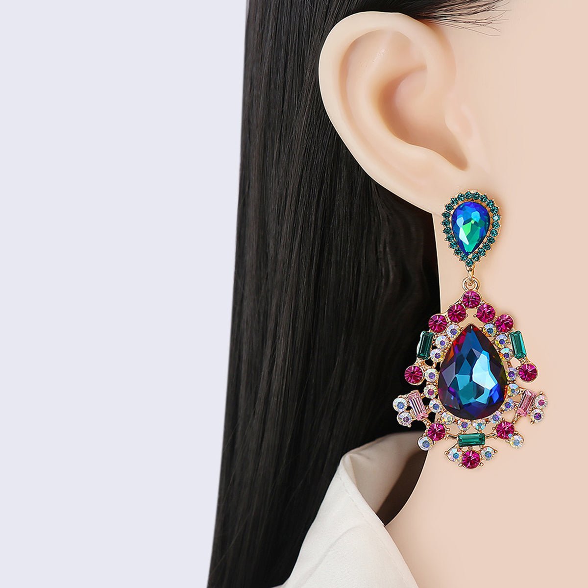 Teardrop Shape Rhinestone Alloy Dangle Earrings | Sugarz Chique Boutique