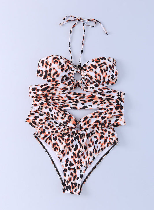 Animal Print Halter Neck One-Piece Swimsuit | Sugarz Chique Boutique
