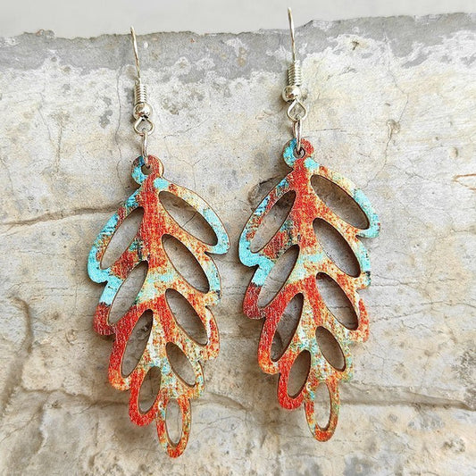 Leaf Shape Wooden Dangle Earrings | Sugarz Chique Boutique