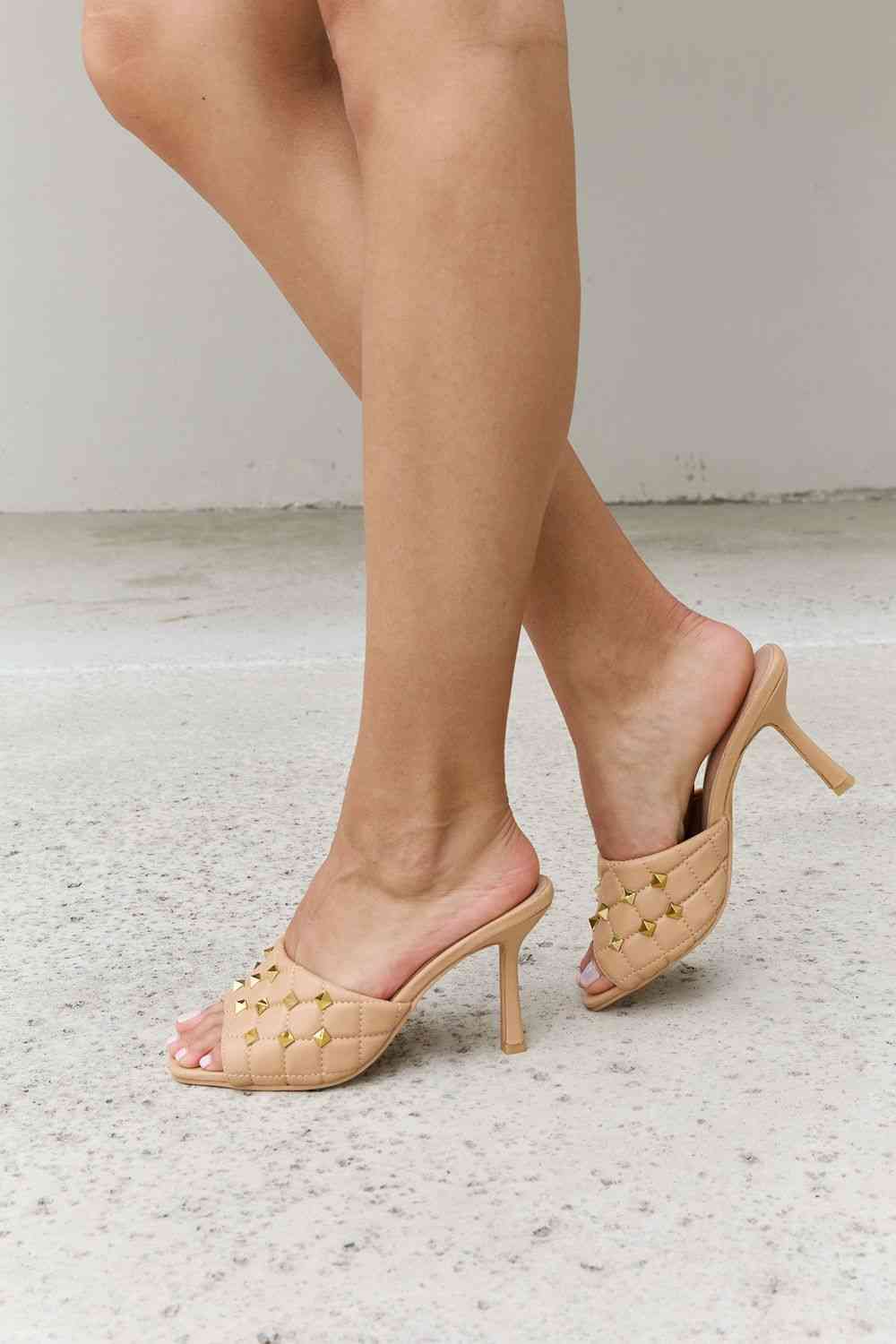 Forever Link Square Toe Quilted Mule Heels in Nude | Sugarz Chique Boutique
