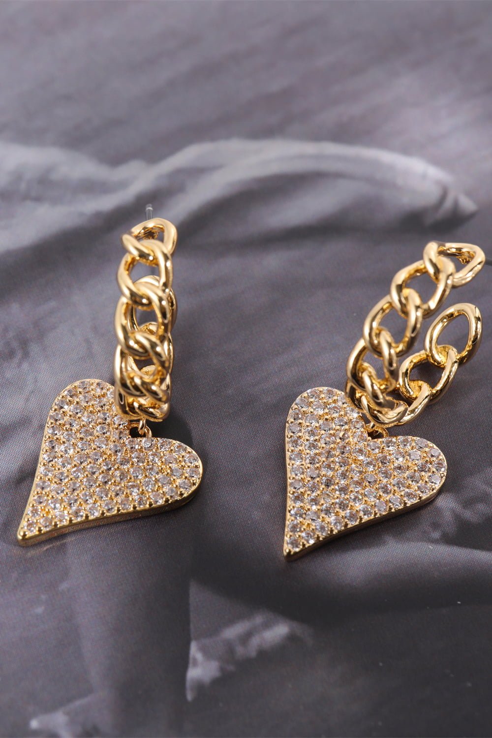 Zircon Decor Heart C-Hoop Drop Earrings | Sugarz Chique Boutique