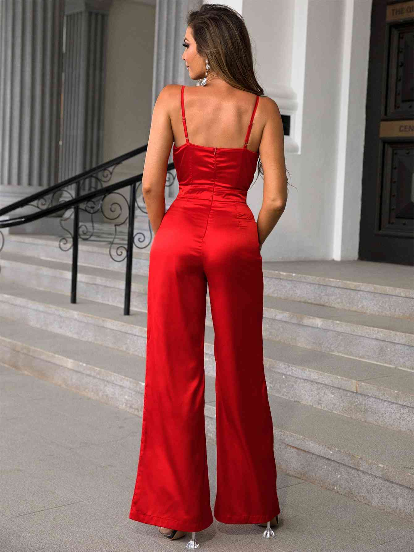 Wide Leg Spaghetti Strap Jumpsuit | Sugarz Chique Boutique