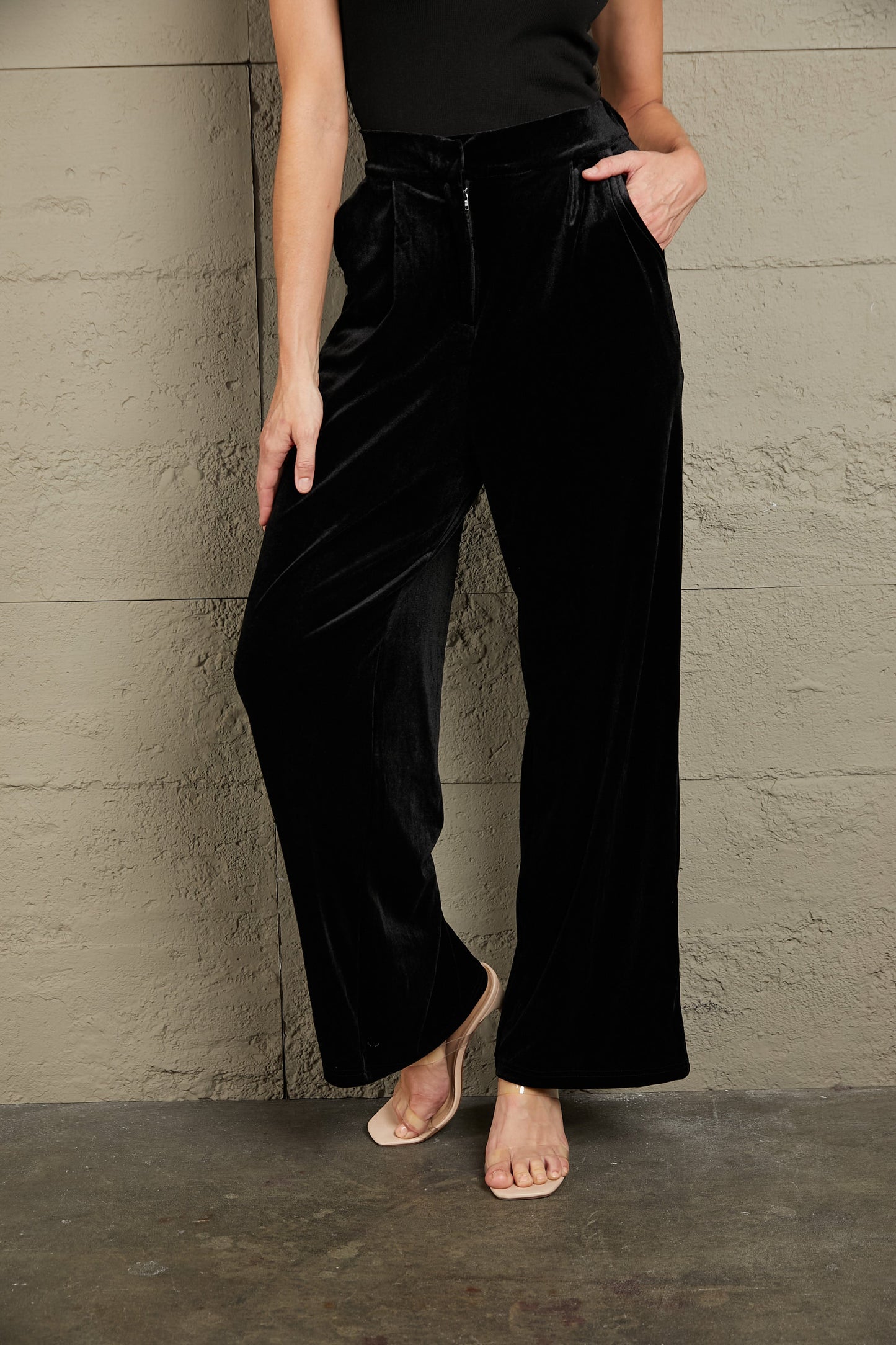 Double Take Loose Fit High Waist Long Pants with Pockets | Sugarz Chique Boutique