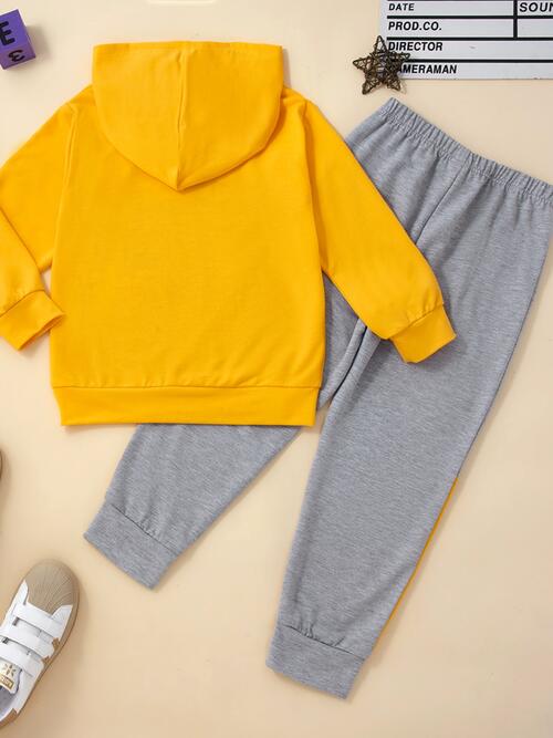 Graphic Hooded Top and Contrast Pants Set | Sugarz Chique Boutique