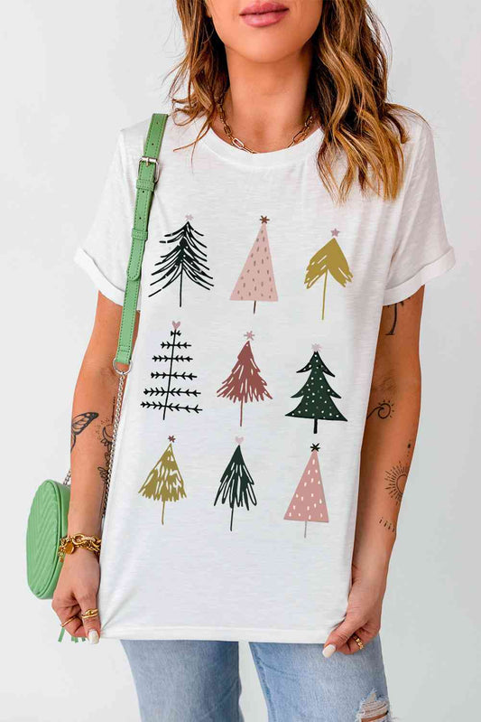 Chrismas Tree Graphic Short Sleeve T-Shirt