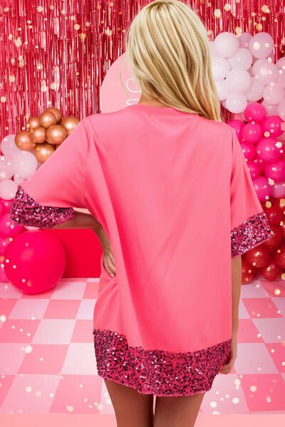 Candy Cane Sequin Half Sleeve T-Shirt | Sugarz Chique Boutique