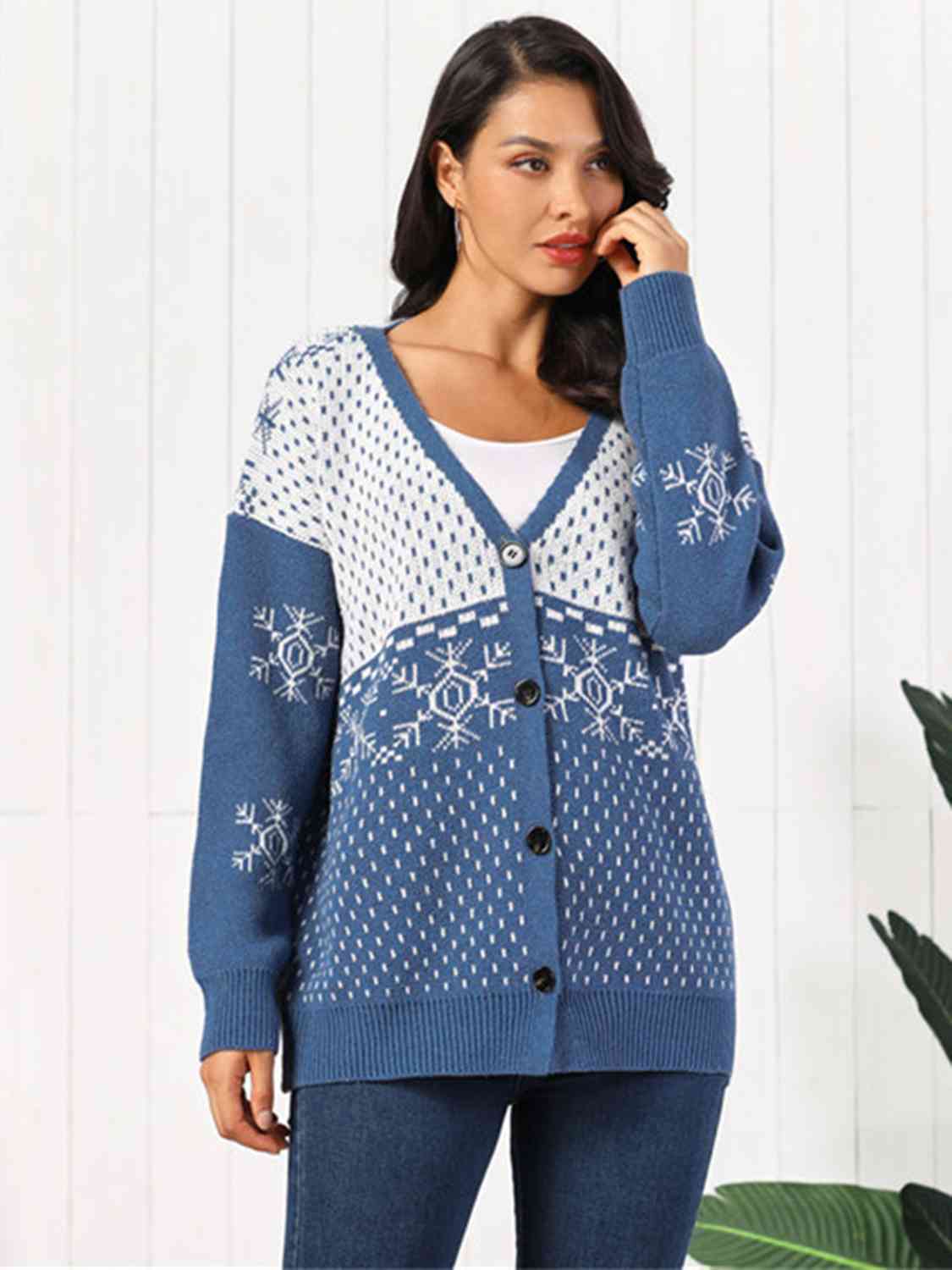 Snowflake Button Down Cardigan | Sugarz Chique Boutique