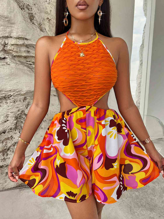 Sleeveless Cutout Printed Mini Dress | Sugarz Chique Boutique