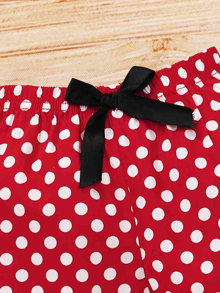 Round Neck Number One Graphic T-shirt and Polka Dot Pants Set | Sugarz Chique Boutique