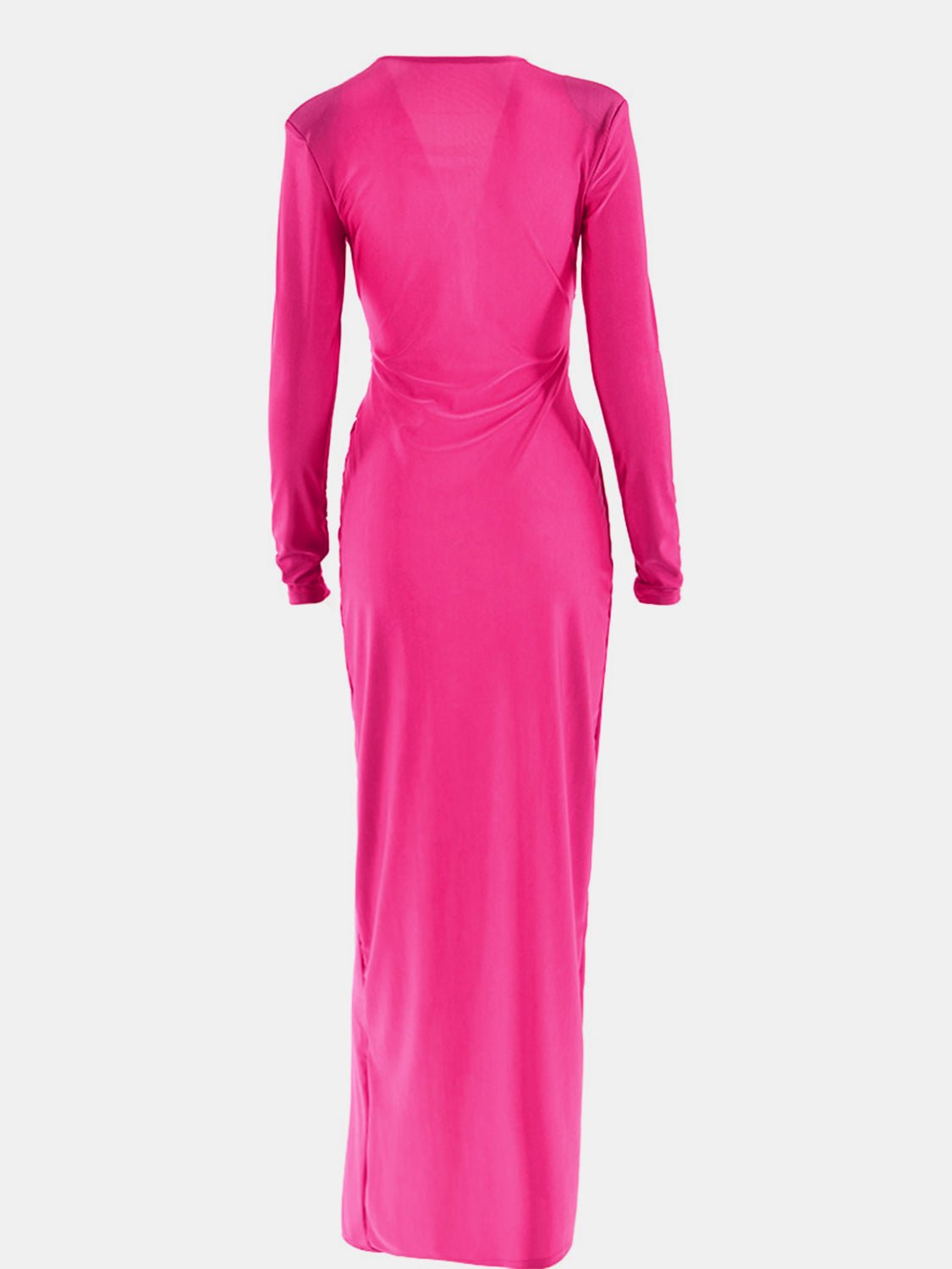 Ruched Slit Plunge Long Sleeve Dress | Sugarz Chique Boutique