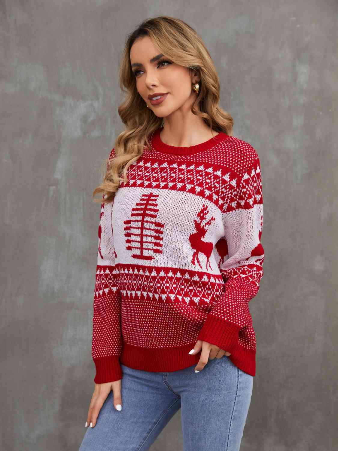 Christmas Theme Round Neck Sweater | Sugarz Chique Boutique