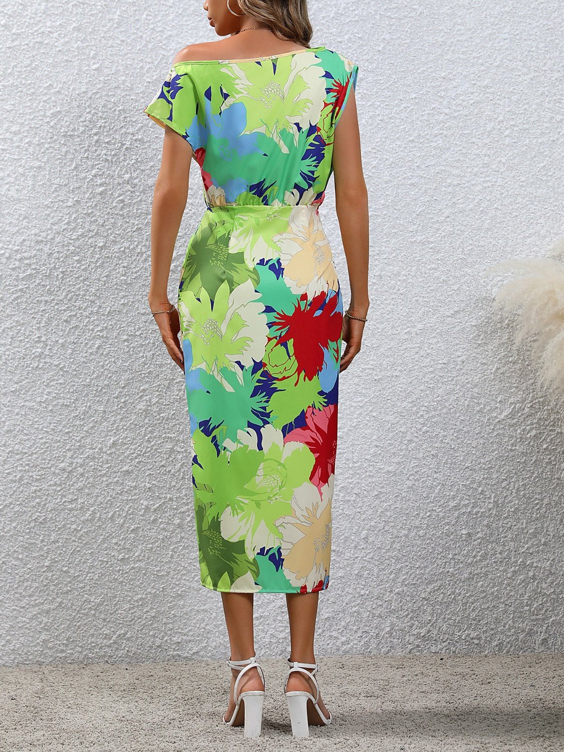 Slit Printed Single Shoulder Dress | Sugarz Chique Boutique
