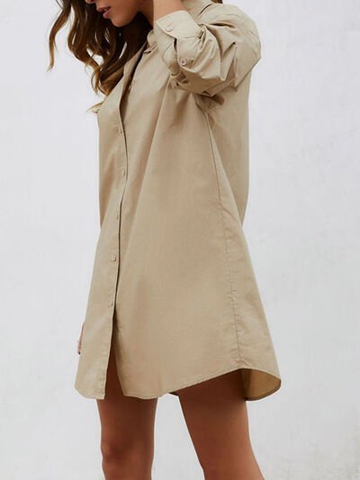 Button Up Long Sleeve Mini Shirt Dress | Sugarz Chique Boutique