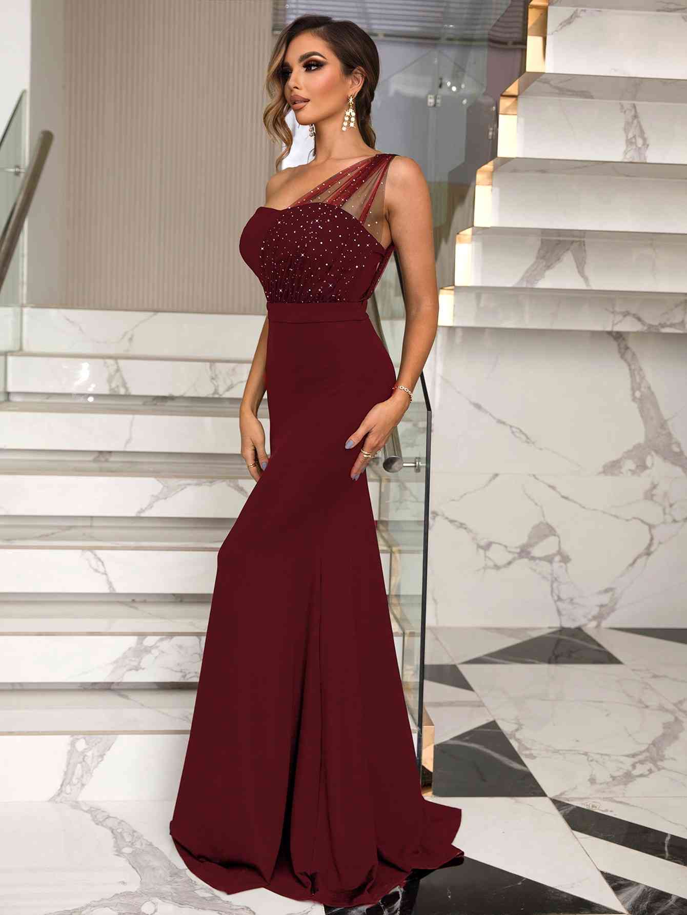 Rhinestone One-Shoulder Formal Dress | Sugarz Chique Boutique