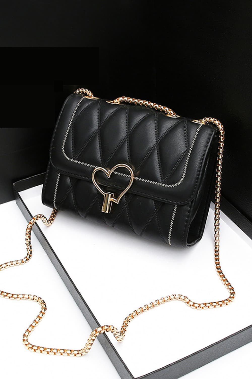 Heart Buckle PU Leather Crossbody Bag | Sugarz Chique Boutique